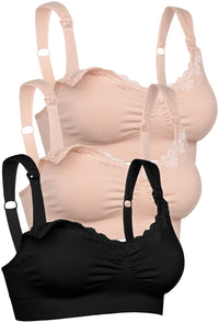 Cushion Padded Strap Wire Free Maternity & Nursing Bra - 3 Pack