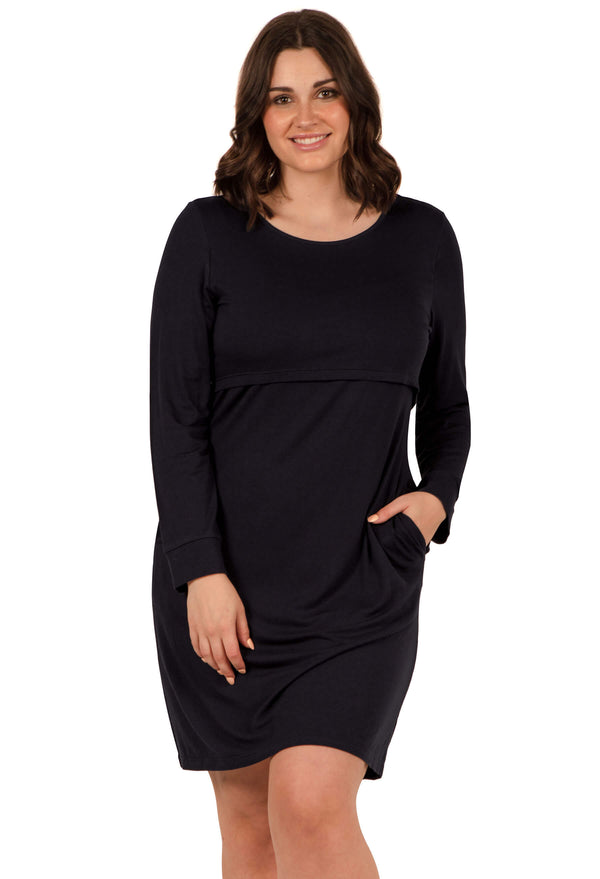 Bamboo Long Sleeve Maternity & Nursing Dress - 2 Pack