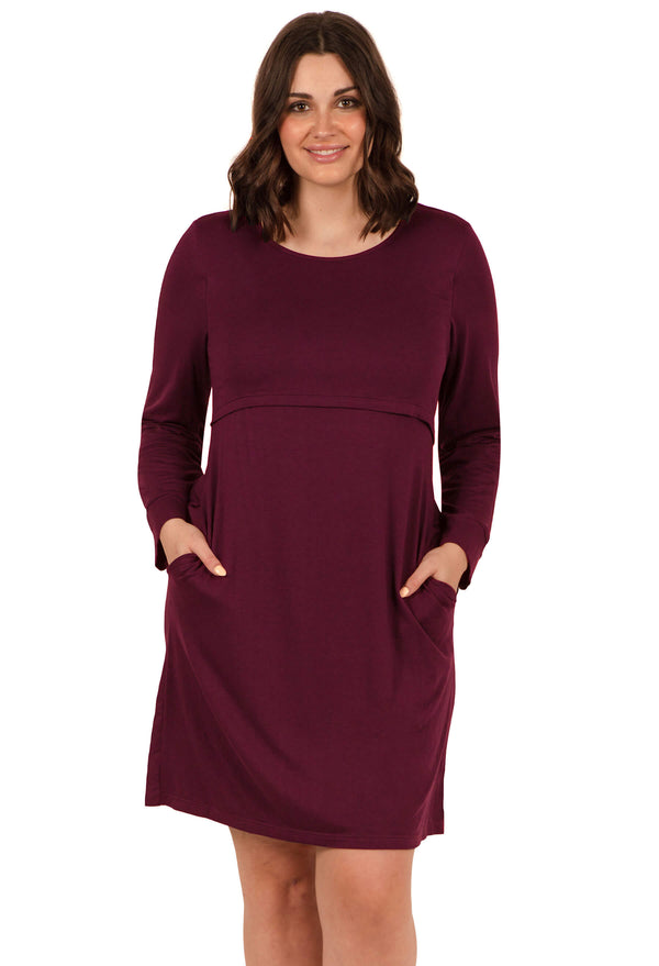 Bamboo Long Sleeve Maternity & Nursing Dress - 2 Pack