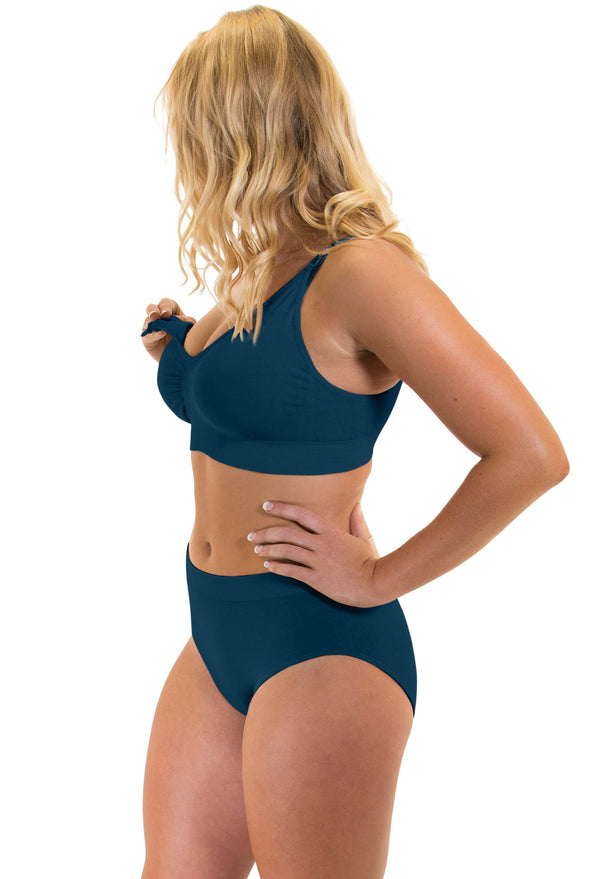 Pacific Blue Bamboo Nursing Bra + High Cut Undies Set