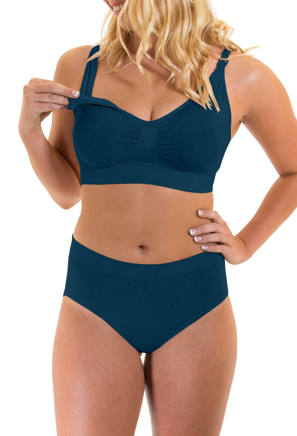 Pacific Blue Bamboo Nursing Bra + High Cut Undies Set