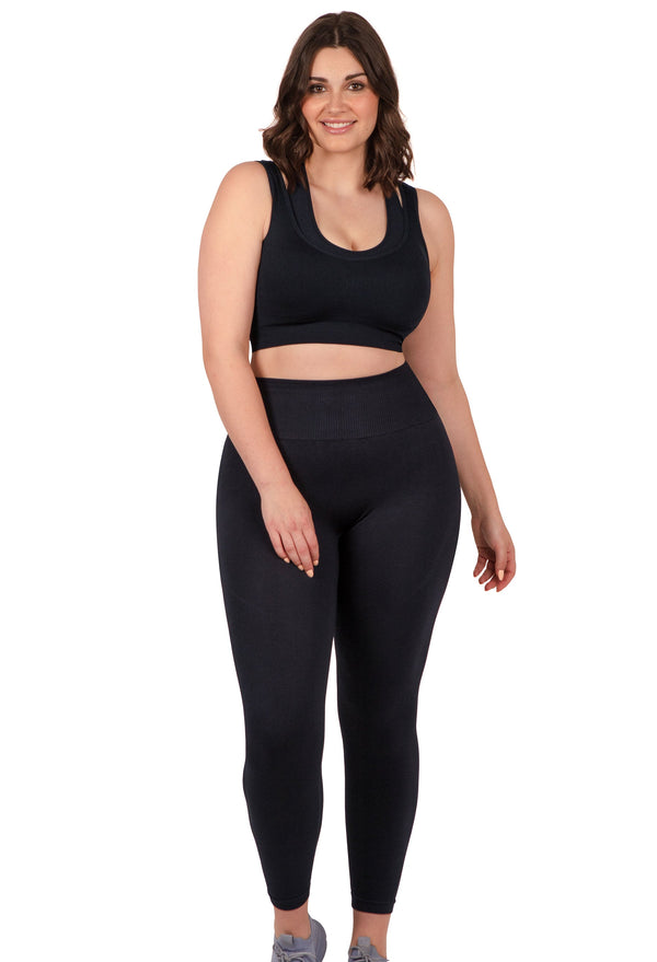 Plus Size Triple-layer Support Racer & High Waist Full Length Leggings