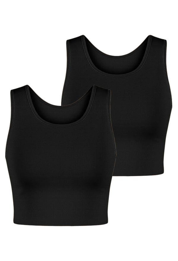 Cotton Chest Binder Crop Tank - 2 Pack
