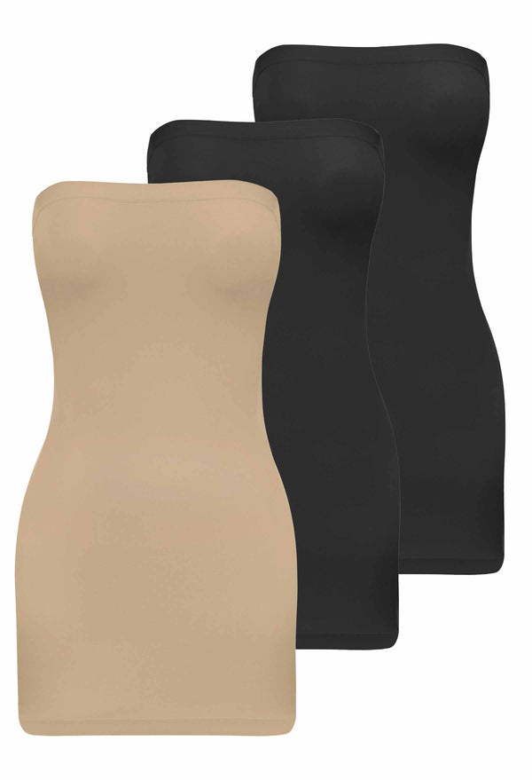 Strapless Mini Slip/Skirt - 3 Pack