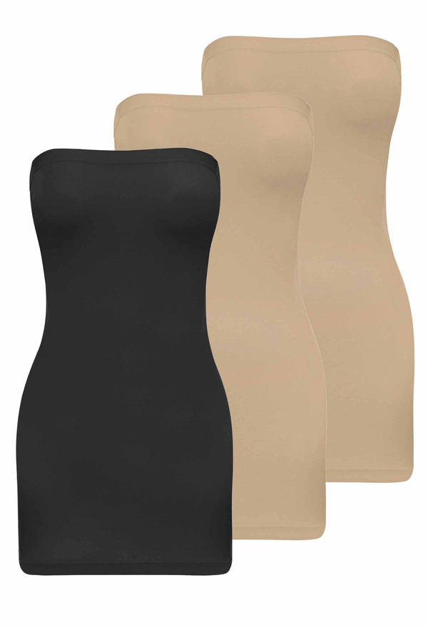 Strapless Mini Slip/Skirt - 3 Pack