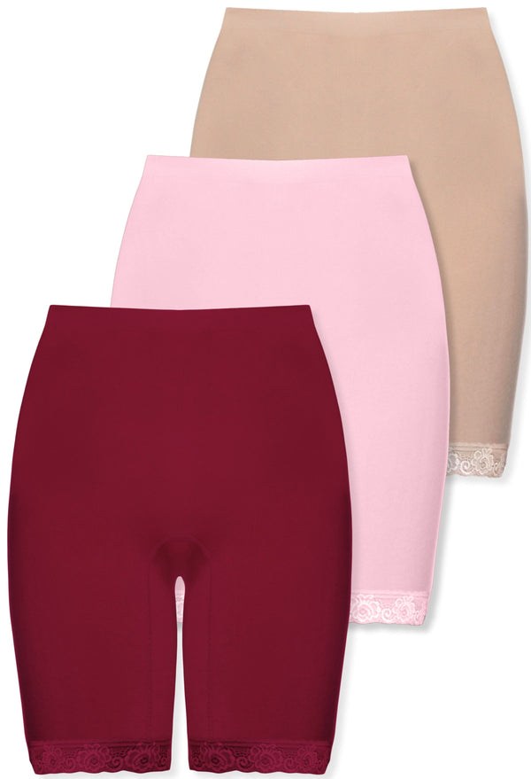 Anti Chafing High Rise Long Cotton Rich Shorts - 3 Pack