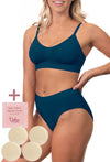 Pacific Blue Bamboo Bra + High Cut Set With FREE Nipple Covers