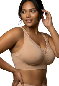 Lace Minimiser Wire Free Bra - Neutrals 3 Pack