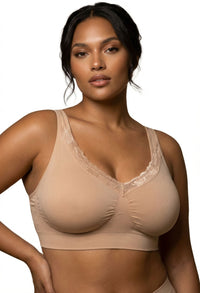 Full Bust Wire Free Minimiser Bra + 3x4 Hook Bra Extender Set