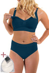 Pacific Blue Bamboo Nursing Bra + High Cut Undies Set With FREE Eco-Friendly Reusable Nursing Pads