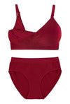 Burgundy Bamboo Nursing Bra + High Cut Undies Set