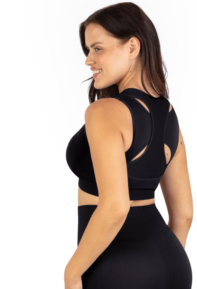 Plus Size Triple-layer Support Racer & High Waist Long Biker Shorts