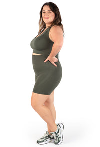 Plus Size Triple-layer Support Racer & High Waist Midi Biker Shorts
