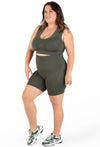 Plus Size Triple-layer Support Racer & High Waist Midi Biker Shorts