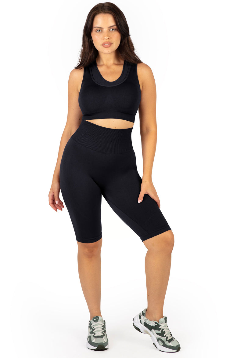 Plus Size Triple-layer Support Racer & High Waist Long Biker Shorts