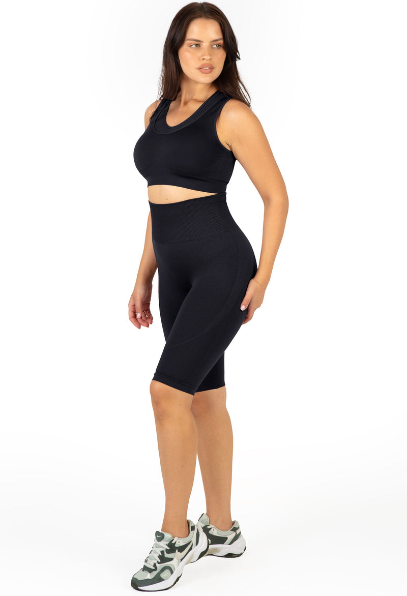 Plus Size Triple-layer Support Racer & High Waist Long Biker Shorts