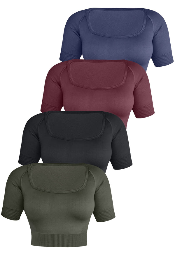 Bargain Bundle: 4 Pack Seamless Crop Tops