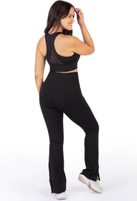 Long Line Mesh Racer Back Sports Bra & Flare Leggings Set