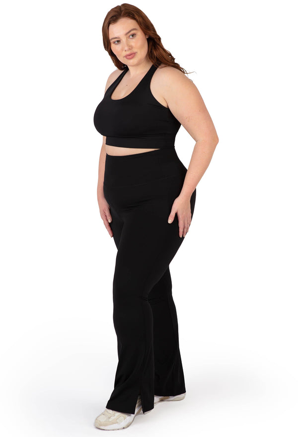 Long Line Mesh Racer Back Sports Bra & Flare Leggings Set