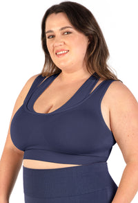 Plus Size Triple-layer Support Racer & High Waist Midi Biker Shorts