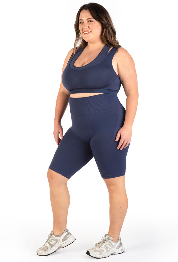 Plus Size Seamless High Waist Long Biker Shorts