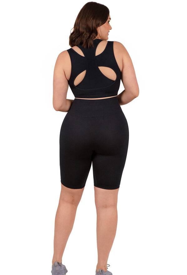 Plus Size Triple-layer Support Racer & High Waist Long Biker Shorts