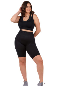 Plus Size Triple-layer Support Racer & High Waist Long Biker Shorts