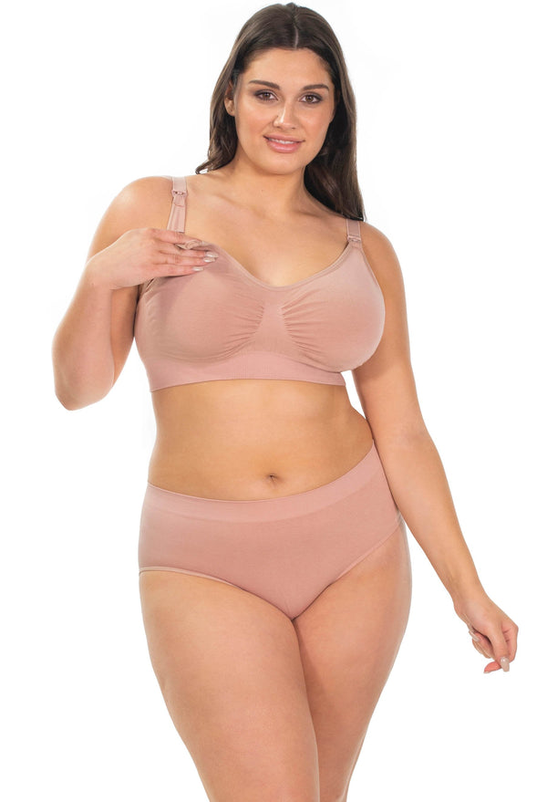 Bamboo Nursing Bra + High Cut Undies Lilac Snow Set