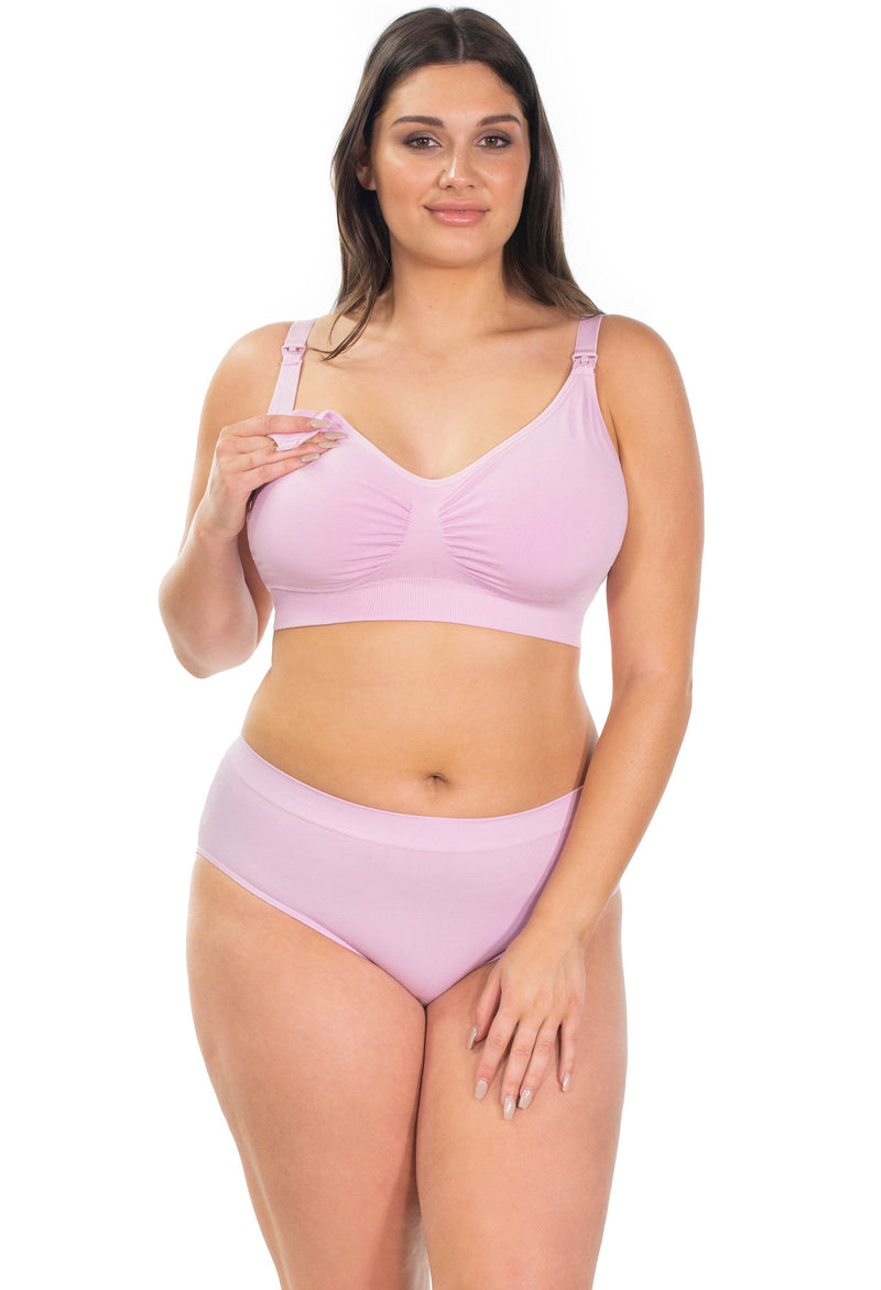 Bamboo Nursing Bra + High Cut Undies Lilac Snow Set