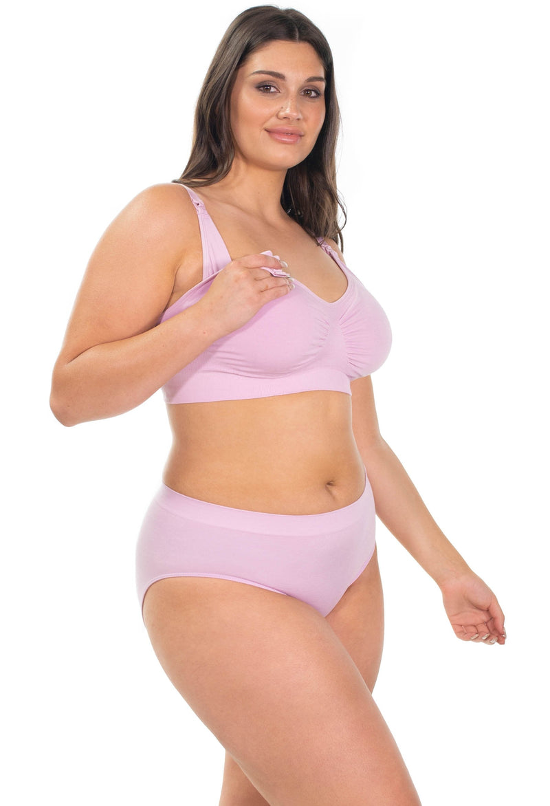 Bamboo Nursing Bra + High Cut Undies Lilac Snow Set