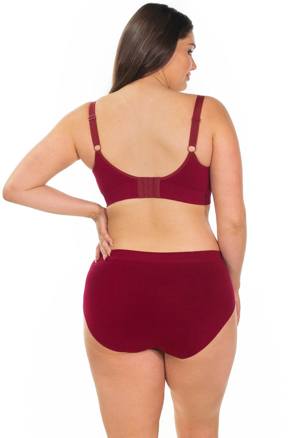 Burgundy Bamboo Nursing Bra + High Cut Undies Set