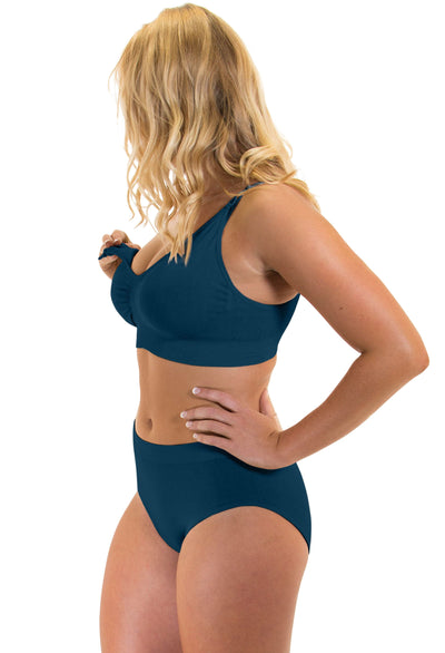 Pacific Blue Bamboo Nursing Bra + High Cut Undies Set With FREE Eco-Friendly Reusable Nursing Pads