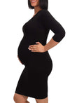 Maternity Bamboo 3/4 Sleeve Bodycon Dress