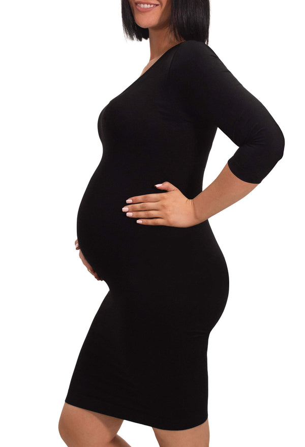 Maternity Bamboo 3/4 Sleeve Bodycon Dress