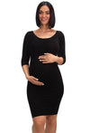 Maternity Bamboo 3/4 Sleeve Bodycon Dress